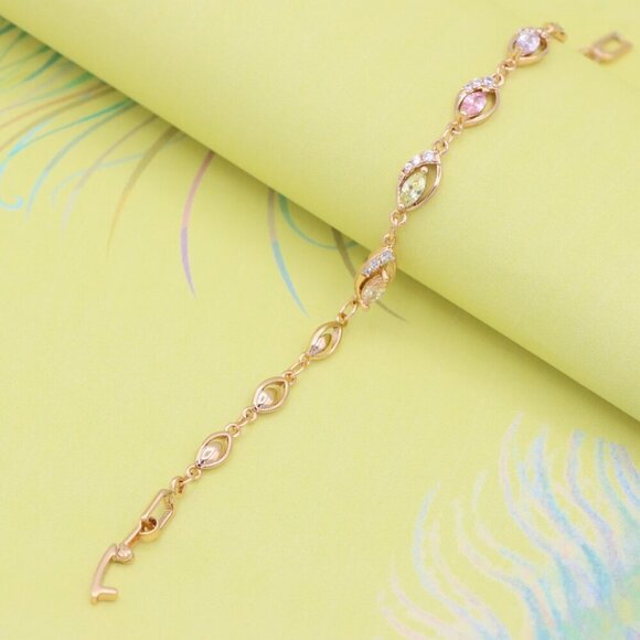 "Rose Gold Bracelet with Multicolor Stones and Crystals, XPBL0789 - Picture 4 of 11